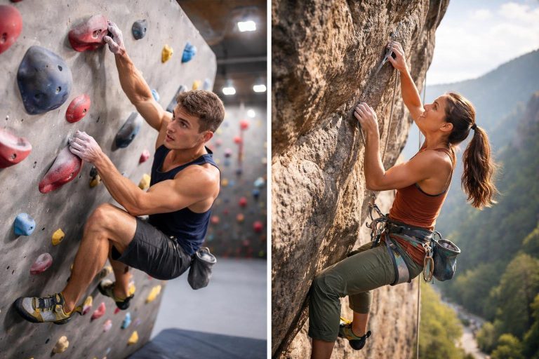 bouldering vs rock climbing - featured image